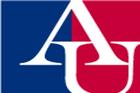 Blue and Red American University Logo